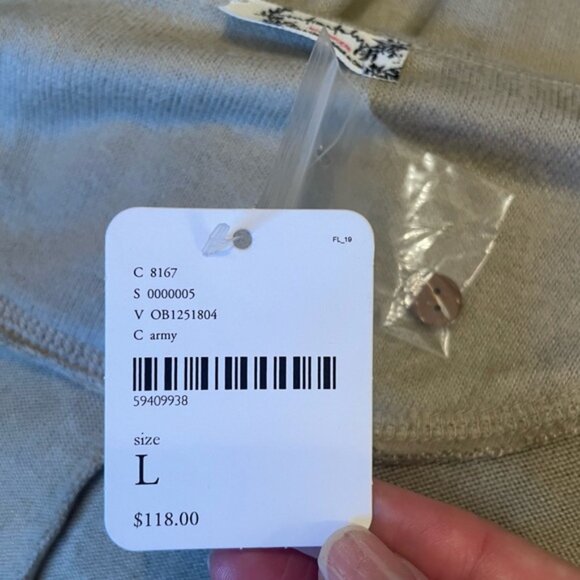 Free People Intimately Khaki Army Jumpsuit Size Large Button Up Slouchy Barrel - Picture 7 of 10